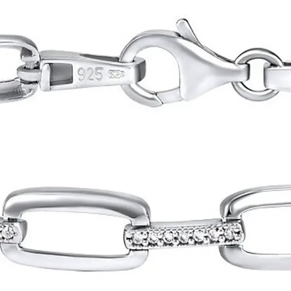 Silvego Stříbrný náramek se zirkony QRB270 17,5 cm