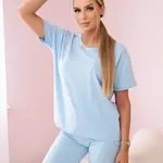 Set top+legíny azurové barvy