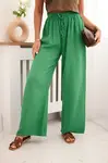 Kesi Włoski Mušelínové kalhoty se širokou nohavicí zelený