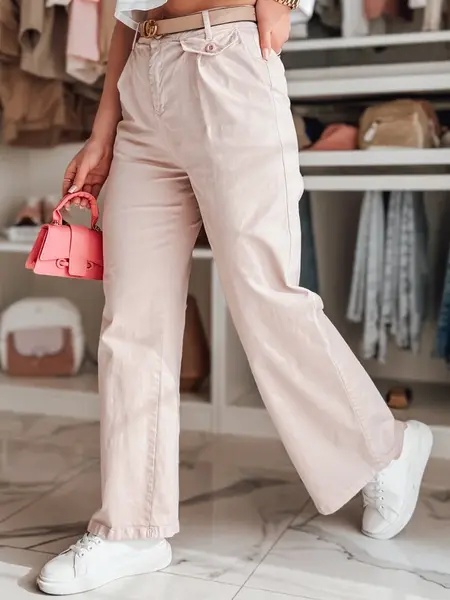 Dámské kalhoty wide leg MOBISKA růžové