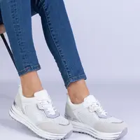 Gemre White women's sneakers with metallic insert Medison