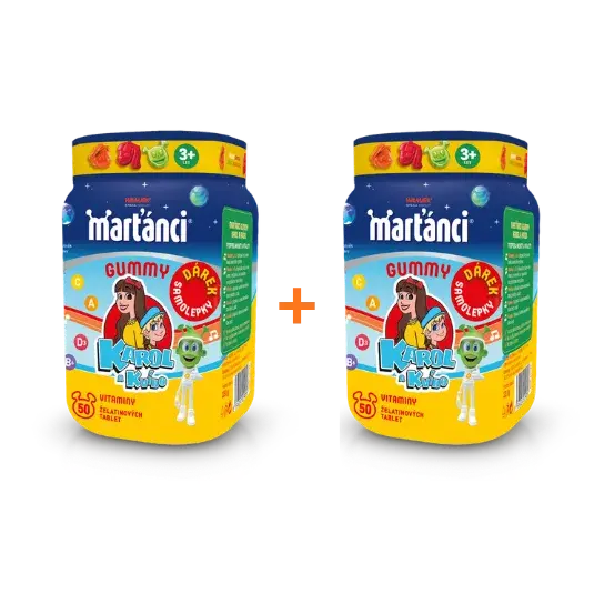 Marťánci Gummy Karol a Kvído se SAMOLEPKAMI Dvojbalení 50 + 50 želatinových tablet