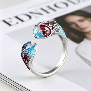 Brass Enamel Cuff Open Rings