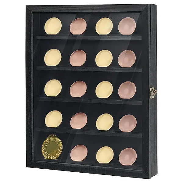 Pine Wood Acrylic Alloy Medal Storage Box