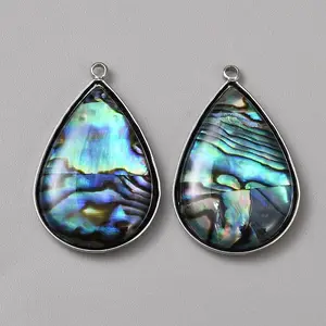 304 Stainless Steel & Natural Paua Shell Shell Pendants