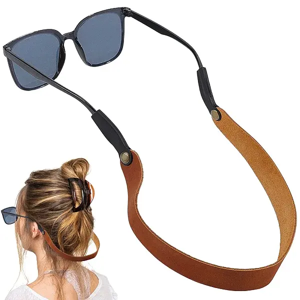 1Pc Cowhide & Alloy Neck Strap for Eyeglasses
