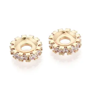 Brass Micro Pave Cubic Zirconia Beads