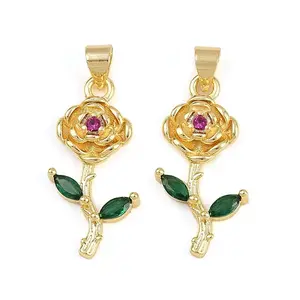 Brass Micro Pave Cubic Zirconia Pendants