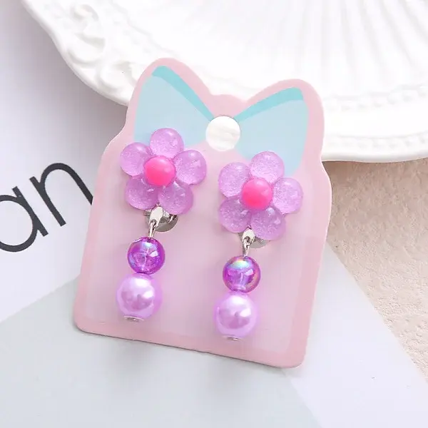 Alloy Plastic Clip-on Earrings for Kid