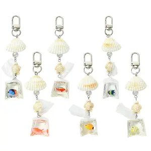 6Pcs Dyed Synthetic Turquoise & Alloy & Shell Pendant Decorations