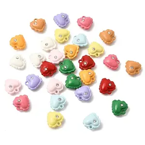 Spray Painted Alloy Rhinestone Pendants
