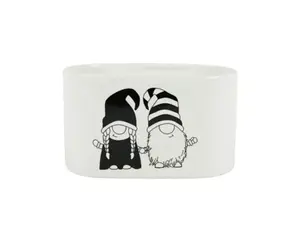 Vánoční květináč GNOME LOVE keramický 19,5x11 cm, bílý