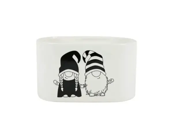 Vánoční květináč GNOME LOVE keramický 19,5x11 cm, bílý