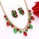 Christmas Bell & Bulb Alloy Pendant Necklaces & Dangle Earrings Sets
