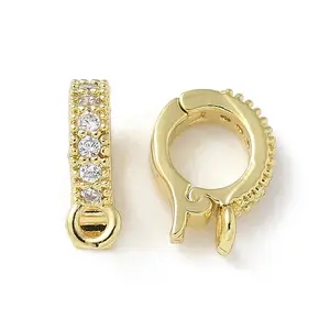 Brass Clear Cubic Zirconia Fold Over Clasps