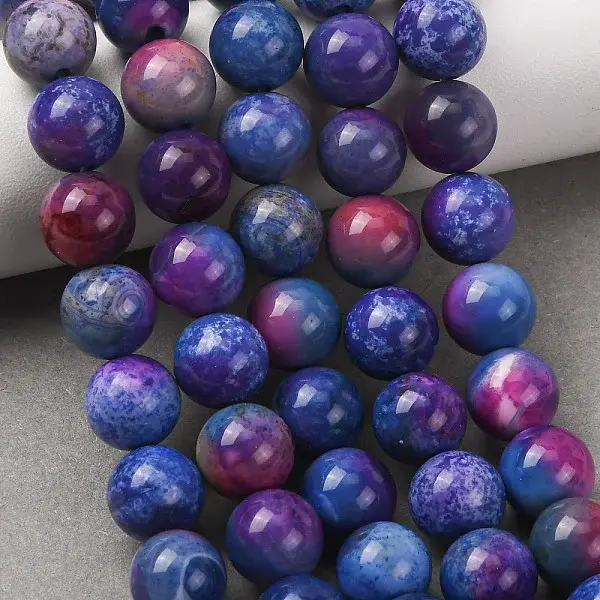 Baking Paint Natural Agate Beads Strands