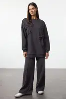 Trendyol Anthracite Ribbon Detailed Oversize Tracksuit