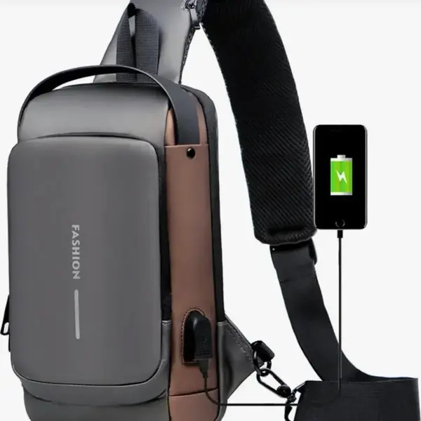 76297 Dewberry Shoulder Bag with USB Charging Port and Lock-BLACK