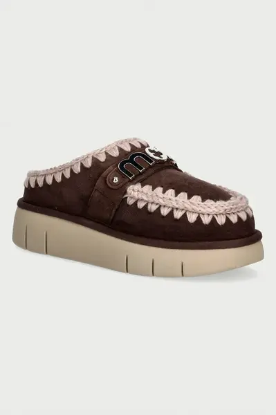 Mou  papuče dámske semišové Bounce Clog Metal Logo