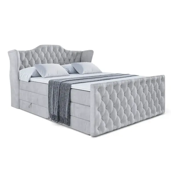 ALTDECOR POSTEL boxspring VILA-Z KING – 140 × 200 – H3/H4 – světle šedá