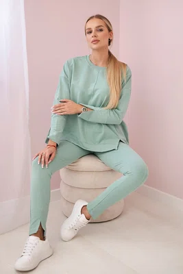 Set s oversize halenkou tmavě mátové barvy