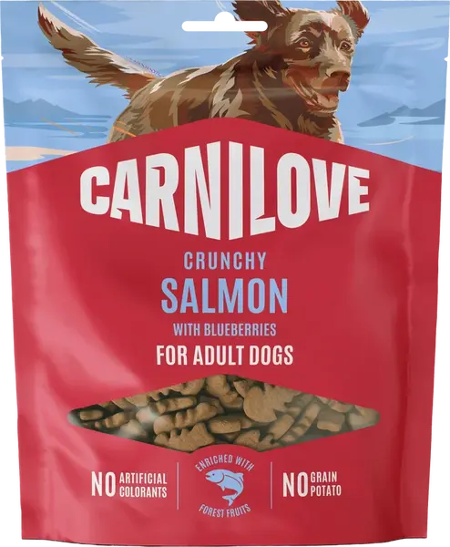 Pamlsek CARNILOVE Crunchy pro dospělé psy losos s borůvkami 200 g