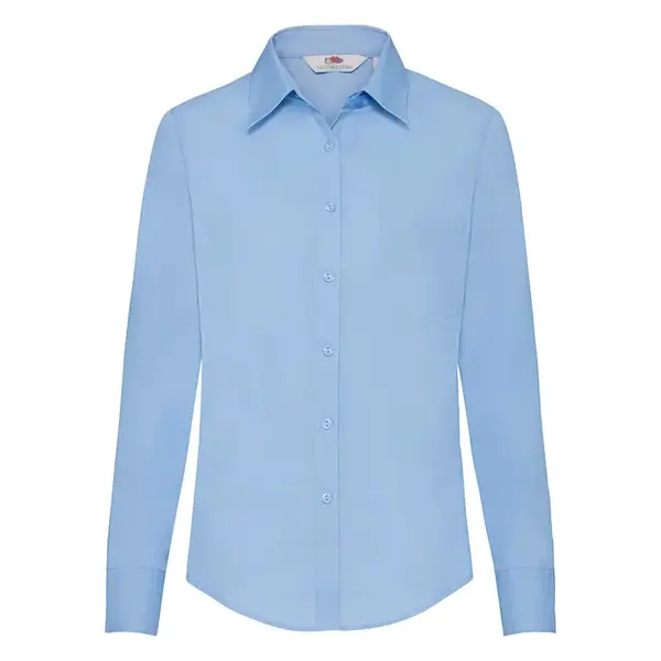 FRUIT OF THE LOOM F17•LADIES LONG SLEEVE POPLIN SHIRT