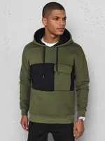 Pánská khaki mikina s kapucí