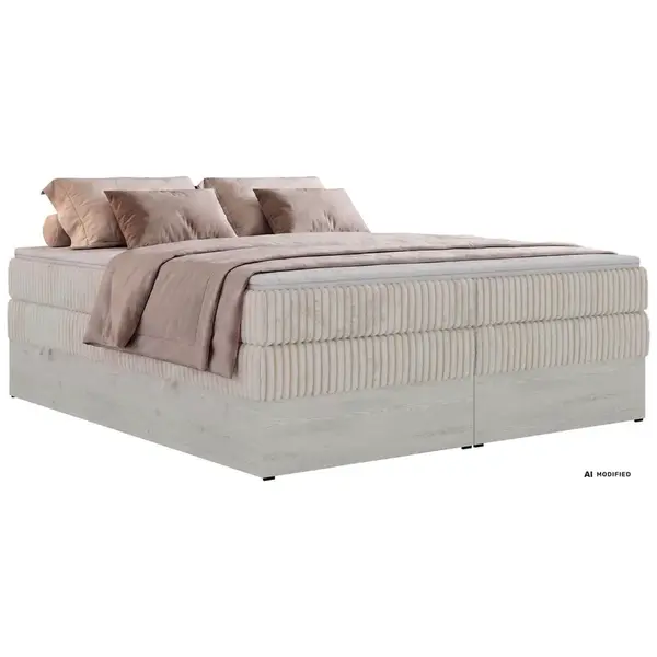 MKS POSTEL BOXSPRING NORDIC ZERO KING 160/200 - Béžová Manšestr - Topper Visco - H4