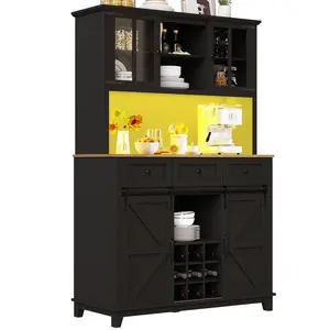 Redom BUFFET 105/38,4/180 cm s LED osvětlením, APP ovládáním, nastavitelnými policemi a posuvnými dveřmi, Černá