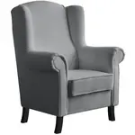 Beautysofa KŘESLO UŠÁK Leonardo šedé, bouclé látka