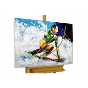 KUNSTLOFT RUČNĚ MALOVANÝ AKRYLOVÝ OBRAZ MODRÝ/BÍLÝ, 90/60 CM