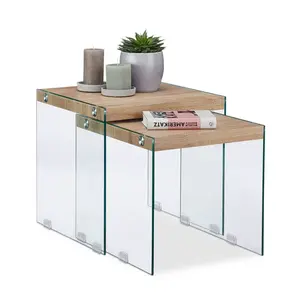 Relaxdays STOLKY Přírodní Transparentní 2-dílná sada