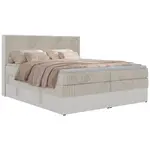 MKS POSTEL BOXSPRING TRAVIT KING 180/200 - Béžová Manšestr - Topper T25 - H4