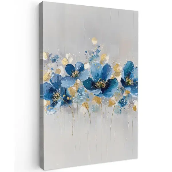 MuchoWow OBRAZ NA PLÁTNĚ Květiny - modrá - abstraktní 80x120 cm