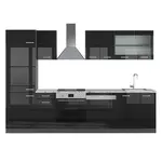 Vicco KUCHYŇSKÝ KOUT R-Line Vysoce lesklá černá/antracitová 300 cm , PD Mramor