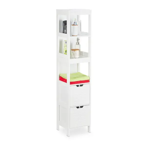 Relaxdays SKŘÍŇKA Bílá koupelnová MDF 2 zásuvky 144 cm