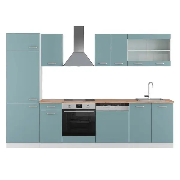 Vicco KUCHYŇSKÝ KOUT R-Line Modrošedá/bílá 300 cm , PD Dub