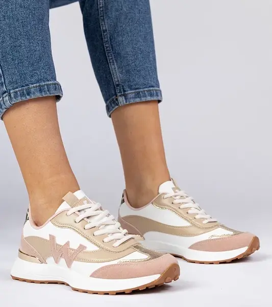 Gemre White-pink women's sneakers with leopard print detail Kalasa