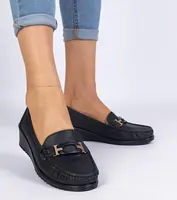 Gemre Black women's wedge moccasins made of eco-leather Kappi