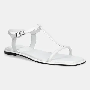 Kožené sandály Calvin Klein FLAT SANDAL SQUARED BUCKLE LTH