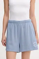 Kraťasy Tommy Hilfiger dámské, modrá barva, s potiskem, high waist, UW0UW05794