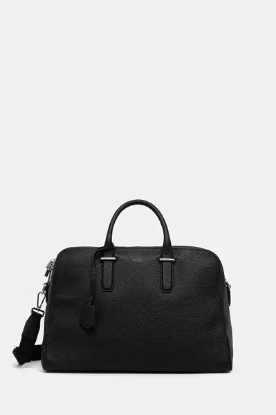 Kožená taška BOSS černá barva, 50548231