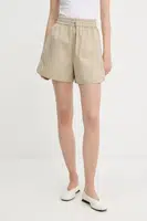 Kraťasy Samsoe Samsoe SAYUNA dámské, béžová barva, high waist, F25200004