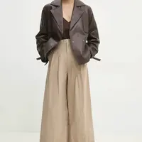 Bavlněné kalhoty Answear.LAB dámské, béžová barva, široké, high waist