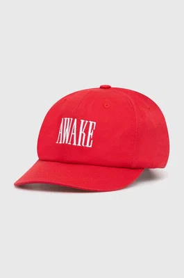 Bavlněná baseballová čepice Awake NY Logo Hat červená barva, s aplikací, SP24-HT004