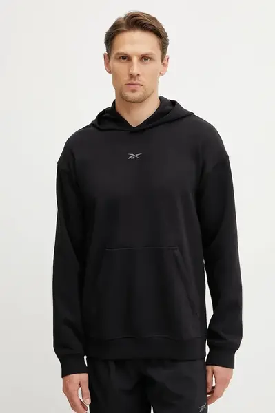 Tepláková mikina Reebok Athlete černá barva, s kapucí, 100215038