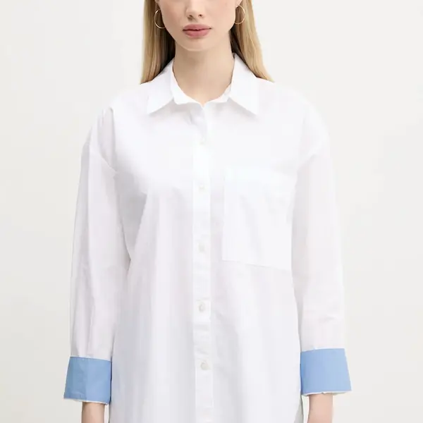 Bavlněná košile Abercrombie & Fitch bílá barva, relaxed, s klasickým límcem, KI140-5059