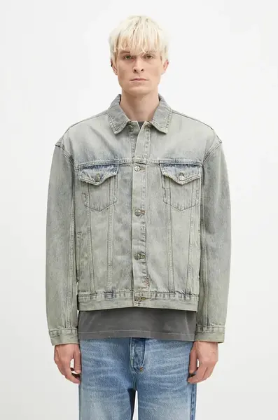 Džínová bunda KSUBI Oh G pánská, modrá barva, přechodná, oversize, MFA24JK003