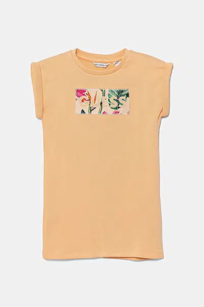 Dětské bavlněné šaty Guess oranžová barva, mini, K5GK18 KAUG0